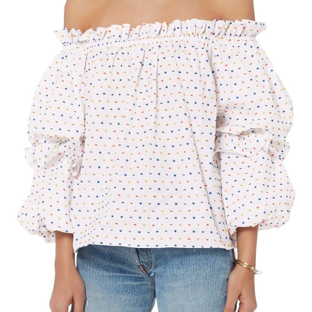 Caroline Constas Gia Dot Off Shoulder Top‎ XS NEW